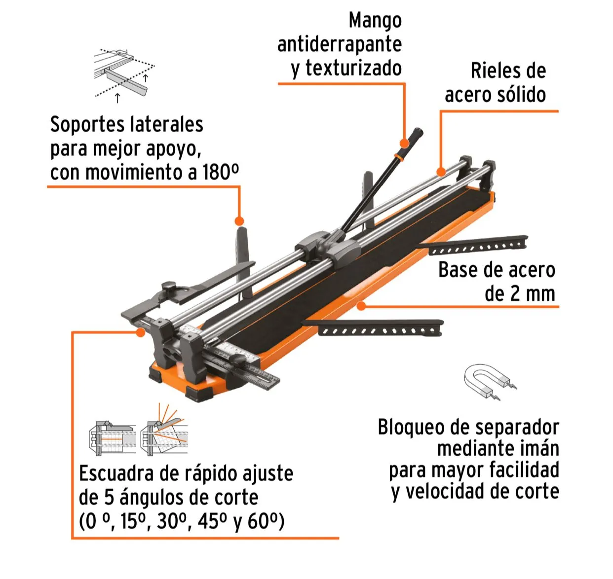 Cortador De Baldosa De 40" (100 cm) Gran Formato C/Maletín Expert Truper