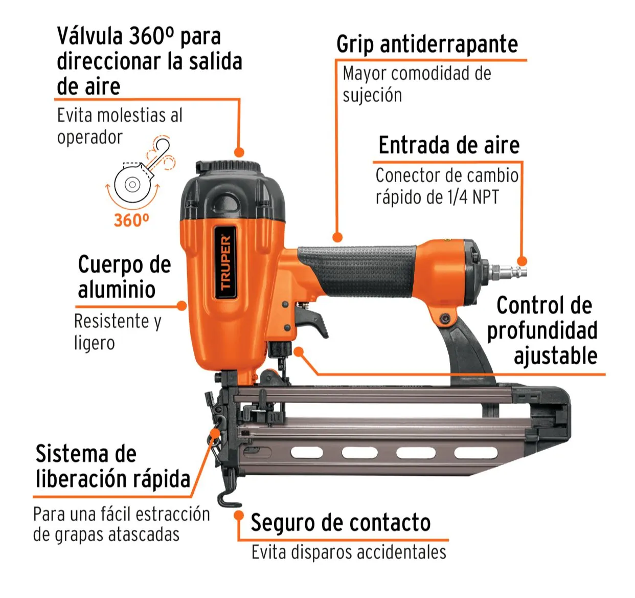 Clavadora Neumática Profesional Calibre 16 Truper