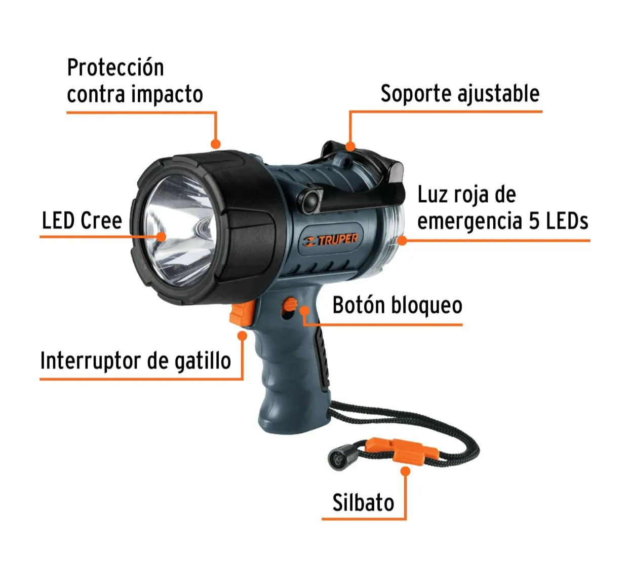Lámpara Reflectora Recargable LED 300 lm Alta Potencia Truper