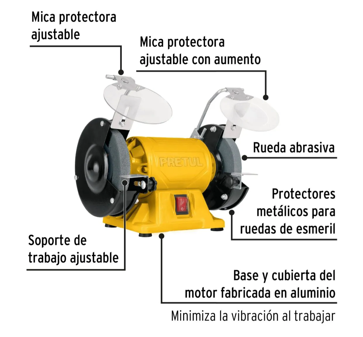 Esmeril De Mesa De 5" De 1/6 HP 120 W Pretul