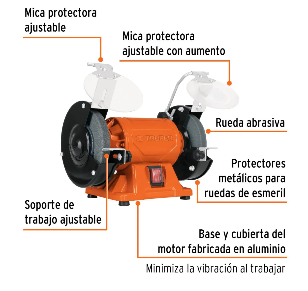 Esmeril De Mesa De 6" De 1/2 HP 370 W Truper