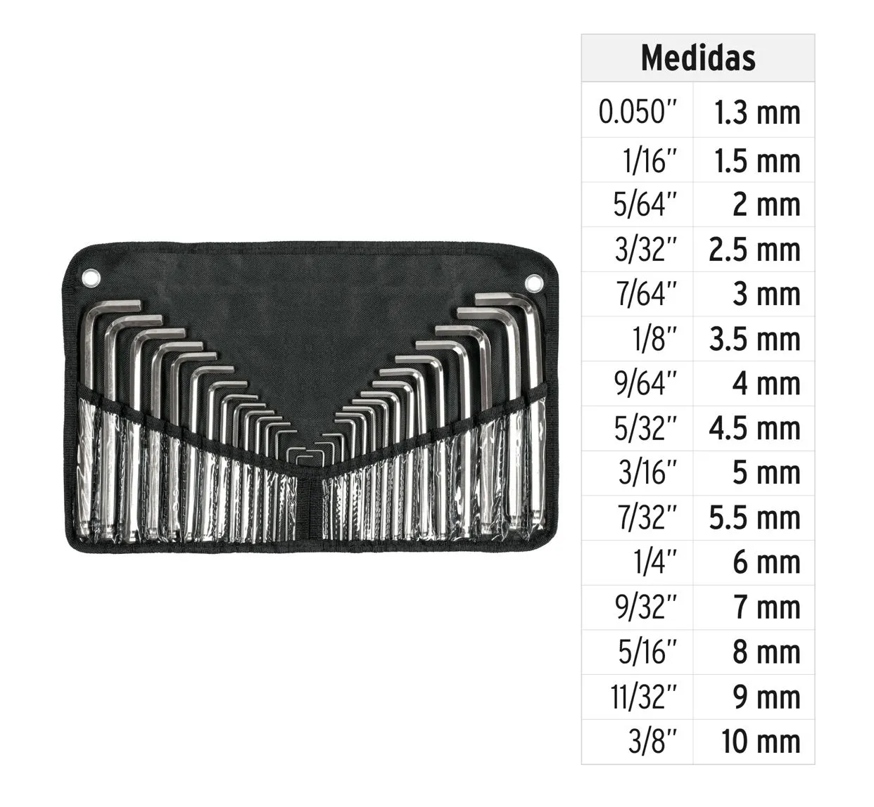 Juego De 30 Llaves Bristol (Allen-Hexagonal) Punta Bola Con Estuche