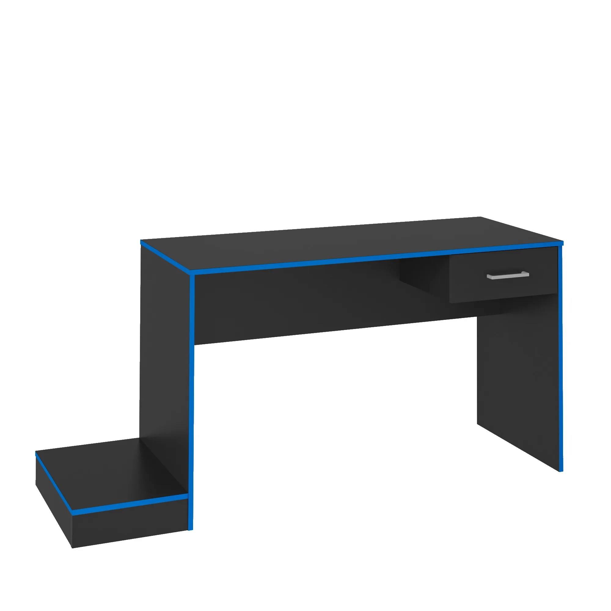 Escritorio mesa de computador Gamer en MDP 160 cm Negro con Azul