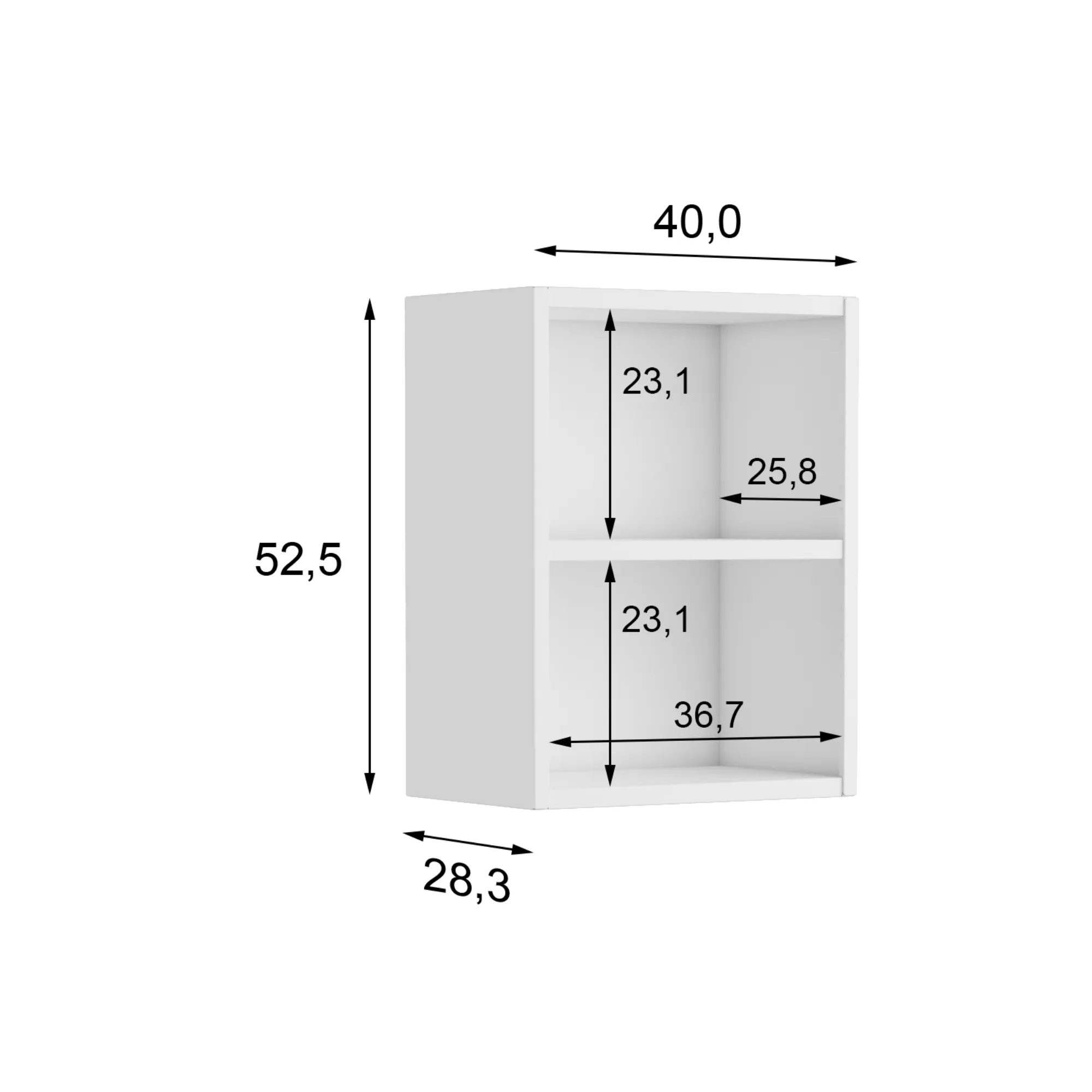 Gabinete superior de cocina 40cm Bertolini en acero Blanco