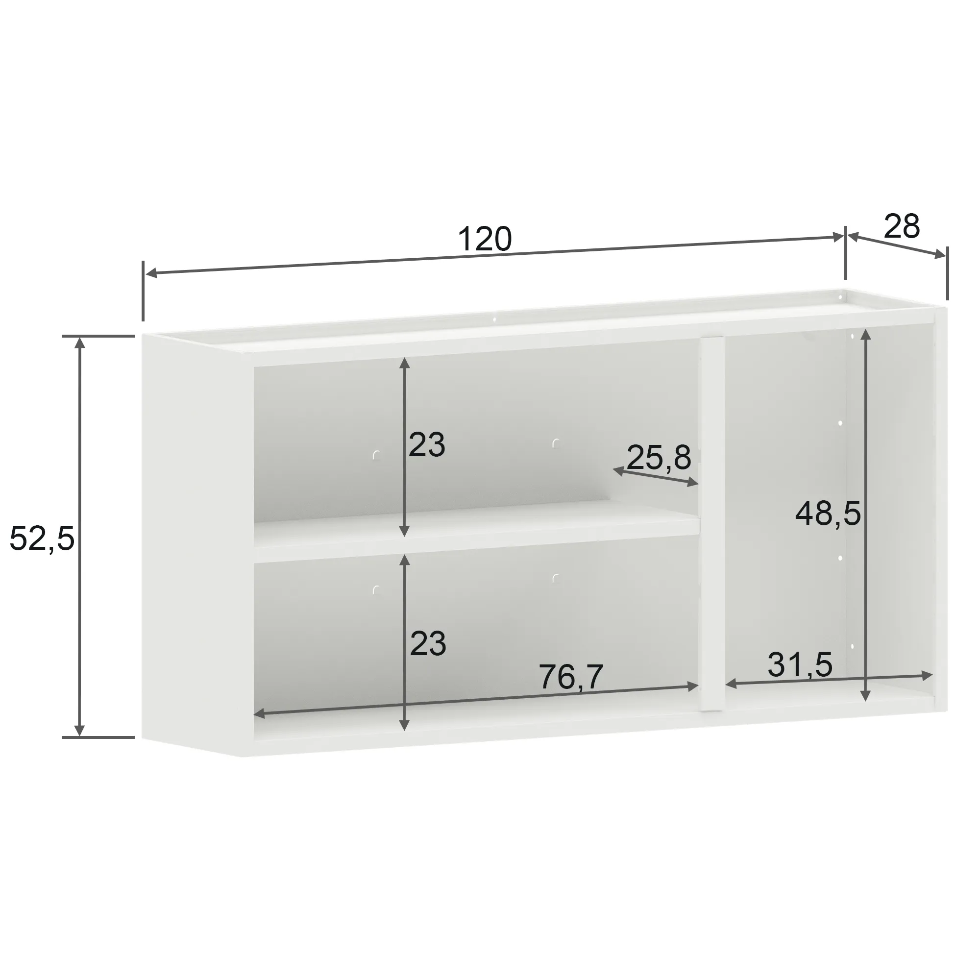 Gabinete superior de cocina 120cm en acero con vidrios Arena