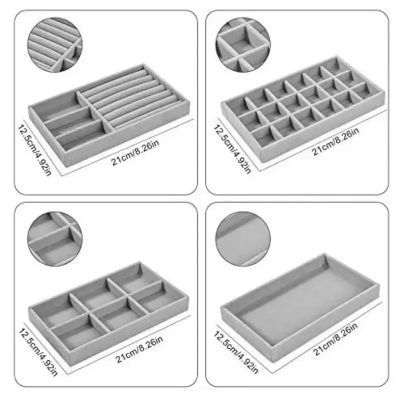Set X4 Organizador Joyero Aretes Anillos Para Cajon Apilable
