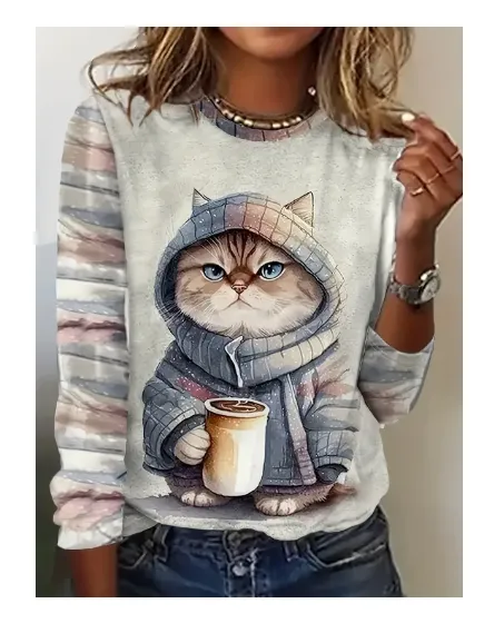 Buzo/Suéter Estampado de gato