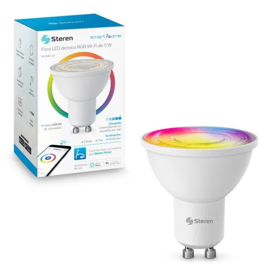 Bombillo Led Dicroico Wi-Fi Rgb+W Multicolor De 5 W