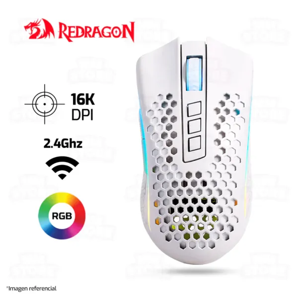 Combo Mouse Inalambrico Gamer Redragon Storm Pro M808 + Teclado Redragon Shiva White K512w