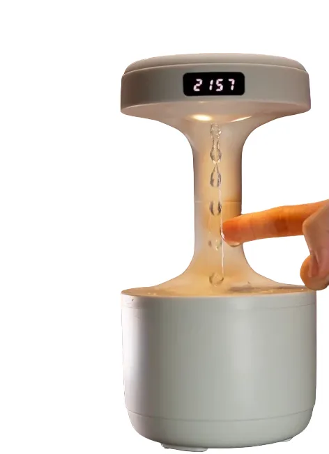 Humidificador Difusor De Aromas fuente de agua Antigravedad 600ml Con Reloj