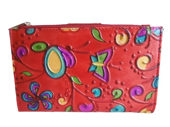 Billetera Para Mujer En Cuero CALZADO GUERREROS CB-006 Rojo Floral