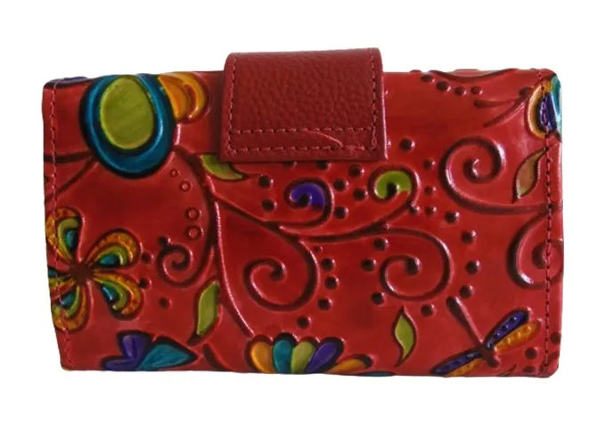 Billetera en Cuero Para Mujer CALZADO GUERREROS CB-095 Rojo Floral