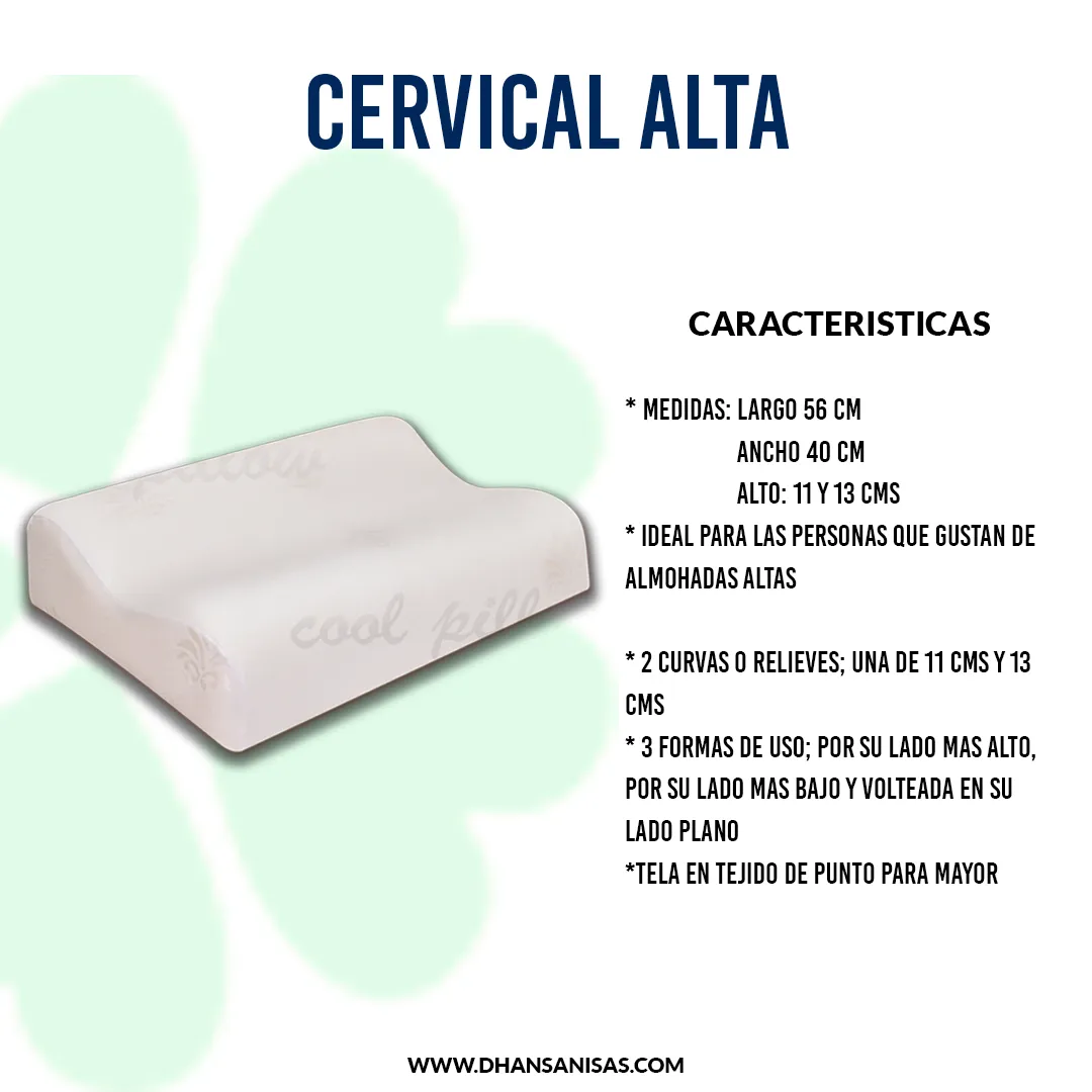 Set de 2 Almohadas Ortopédica Visco-Smart Con Memoria Cervical alta