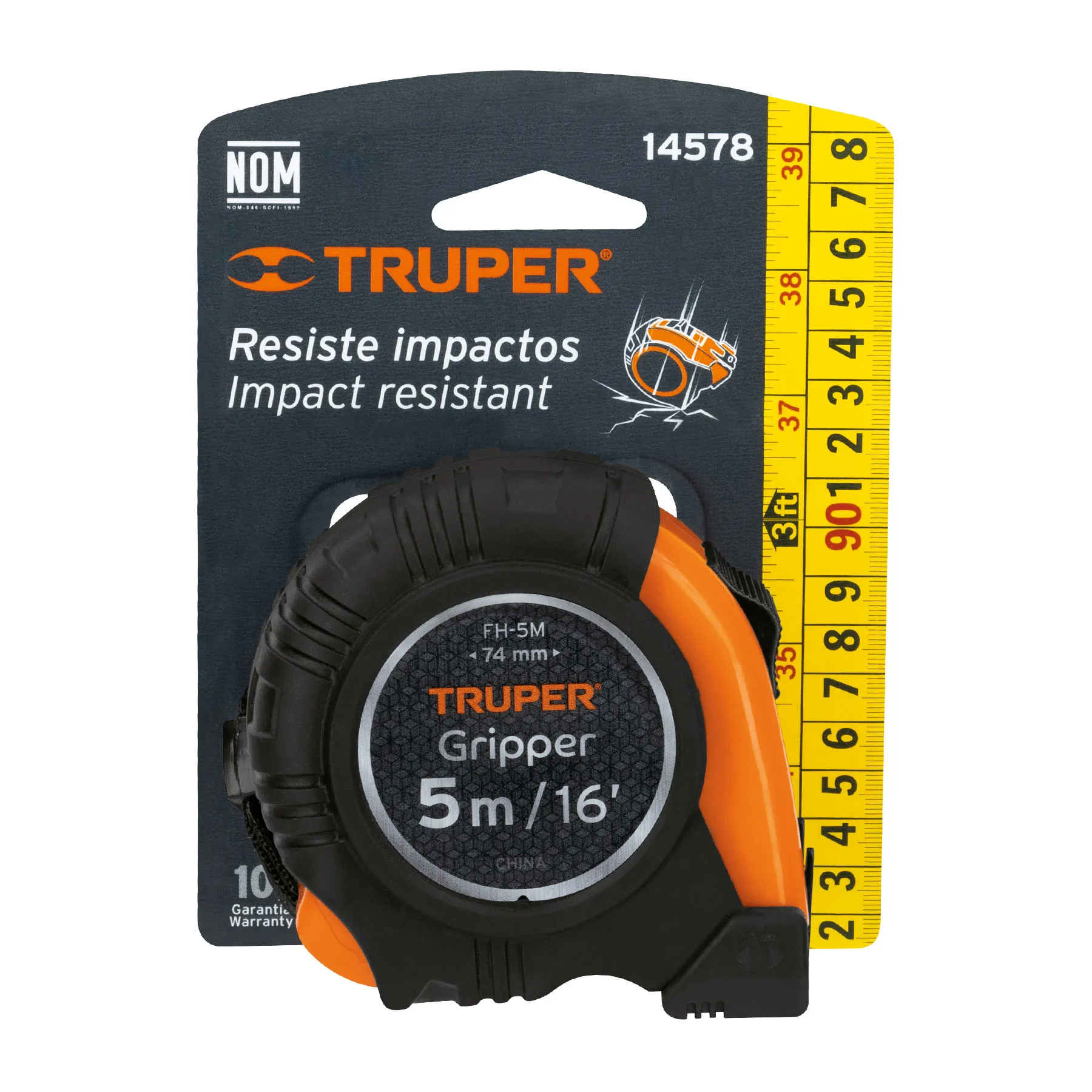 Flexómetro Gripper Contra Impactos 5 M Cinta 19 mm Truper