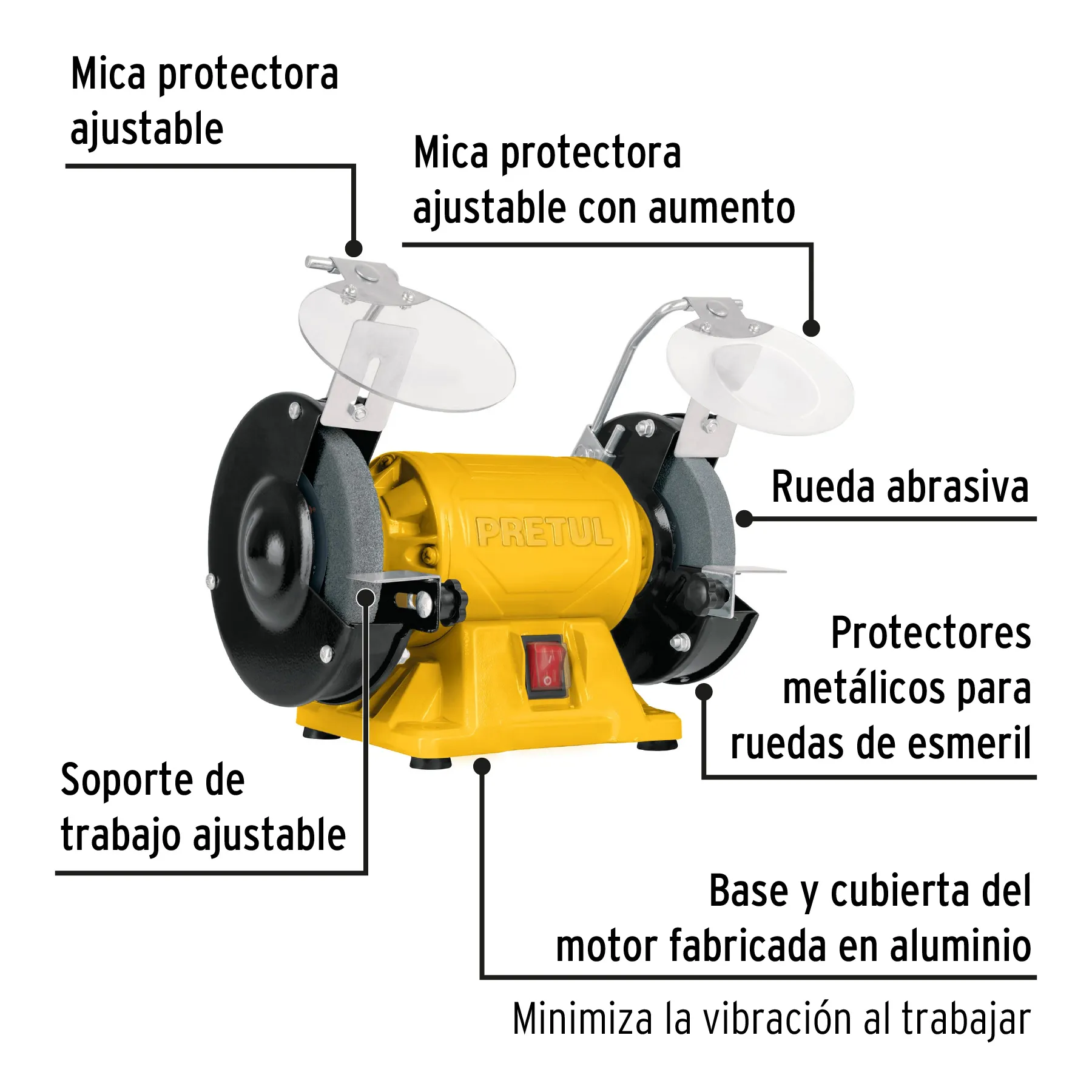 Esmeril De Banco De 5" 1/6 Hp Pretul