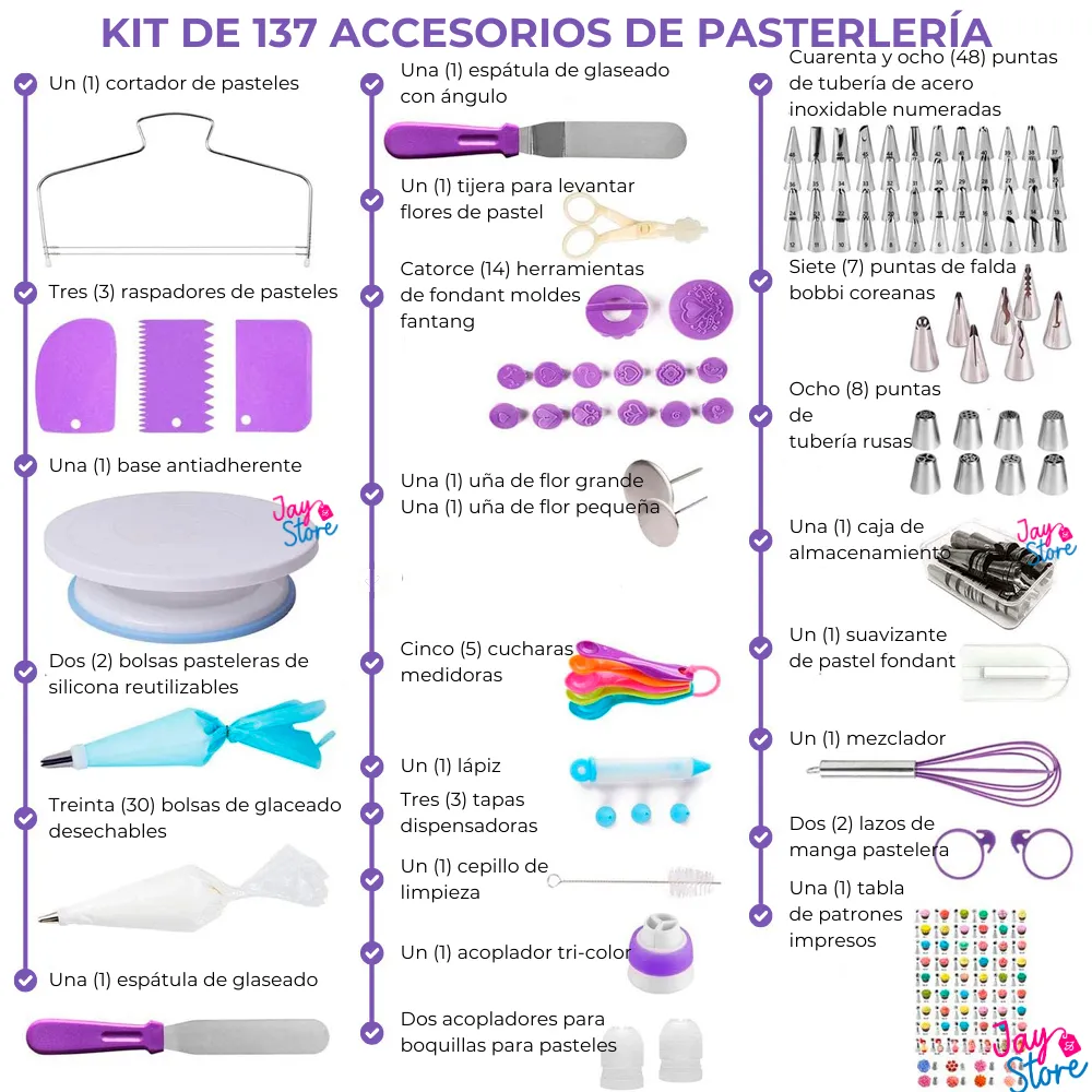 Kit Pasteleria Juego Decoracion Tortas Ponques X137 Piezas