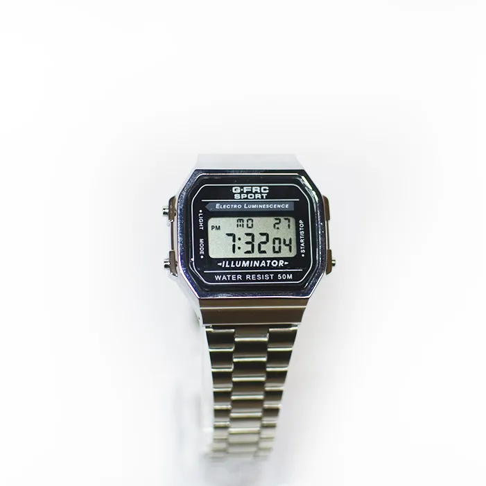 Reloj G-force A19148-pl Unisex Digital Retro Pulso Acero Plateado Dama Hombre