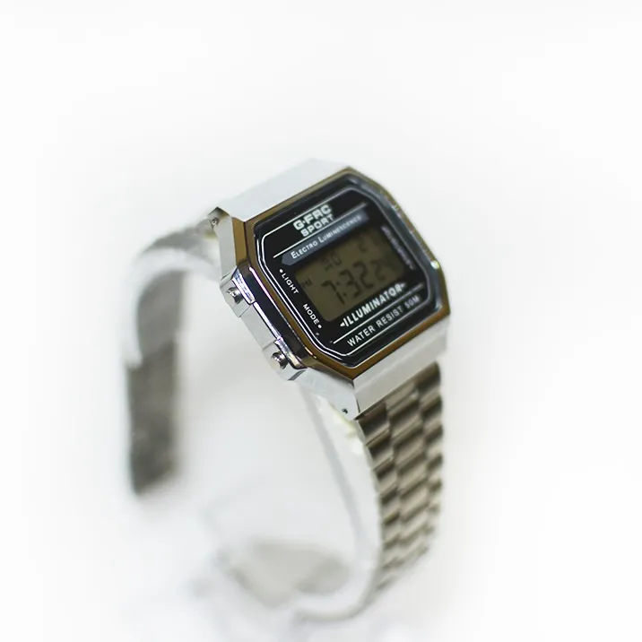 Reloj G-force A19148-pl Unisex Digital Retro Pulso Acero Plateado Dama Hombre