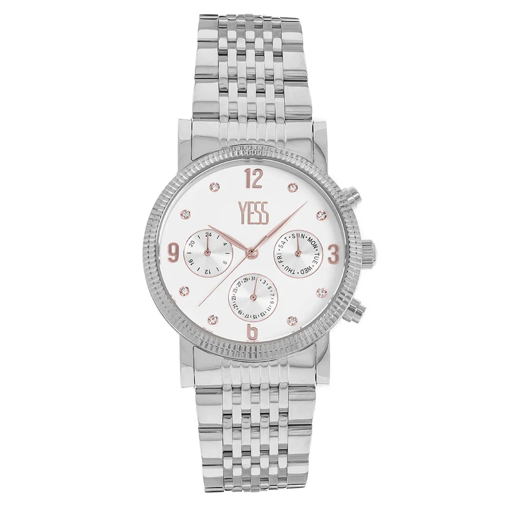 Reloj Yess Dama Smt-230429 Acero Inoxidable Multifuncional  Mujer Femenino