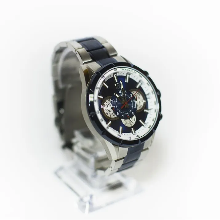 Reloj Yess Caballero Y23038-01 Acero Inoxidable Bicolor Pavonado Azul