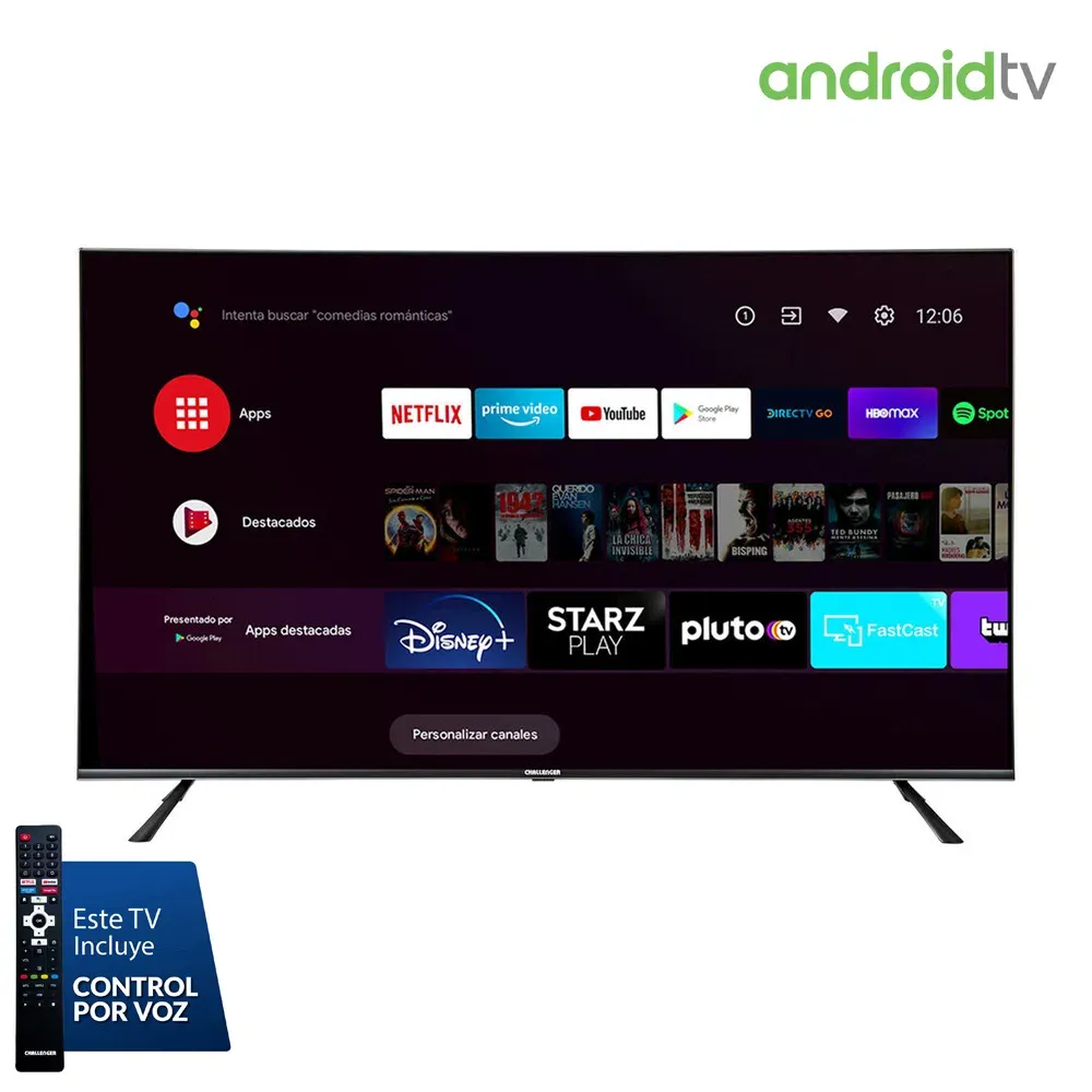 Televisor 50 Pulgadas Challenger Android TV UHD Smart TV Bluetooth - Netflix - UHD 50LO70 BT ANDROID T2