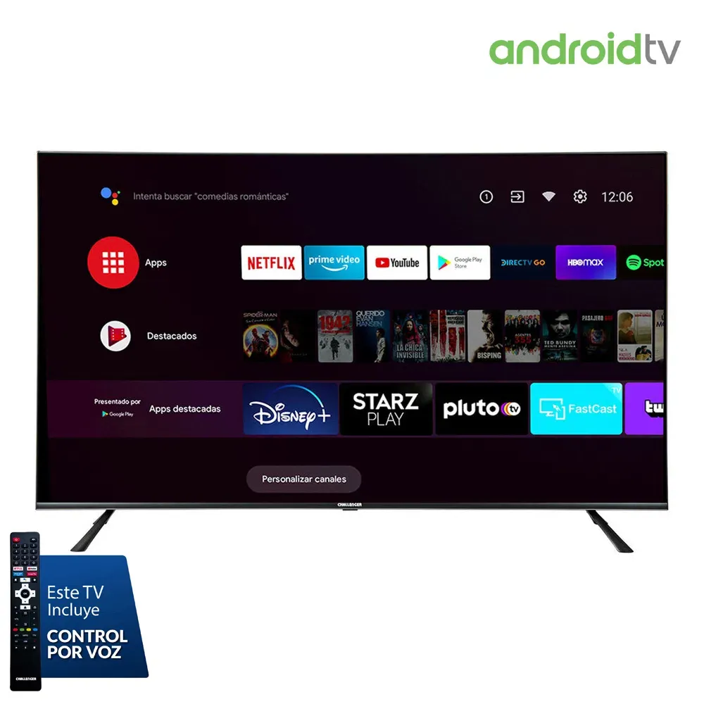 Televisor 65 Pulgadas Challenger Android TV UHD Smart TV Bluetooth - Netflix - UHD 65LO70 BT ANDROID T2 S
