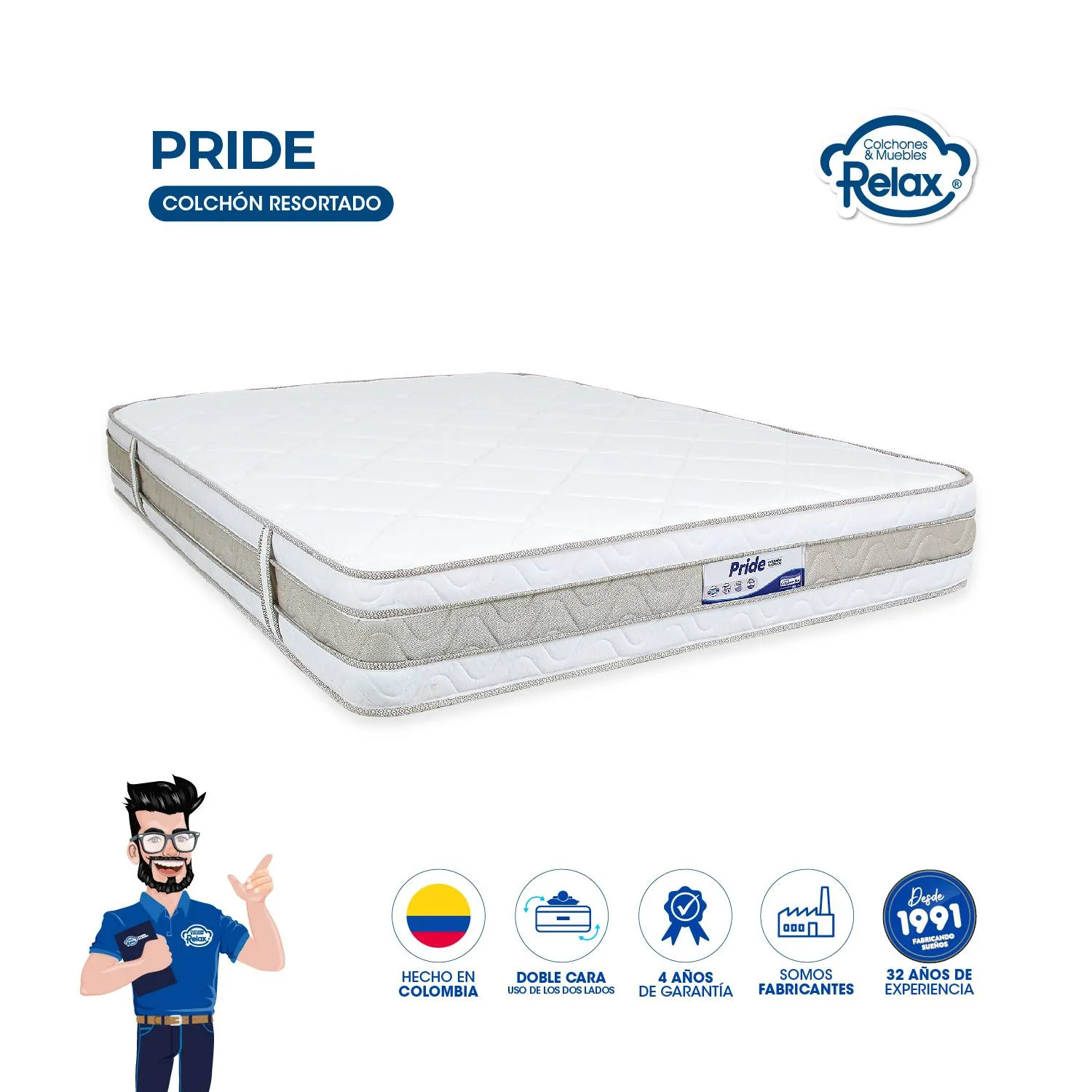 Colchón Pride Suprem Doble 140x190x24cm Relax