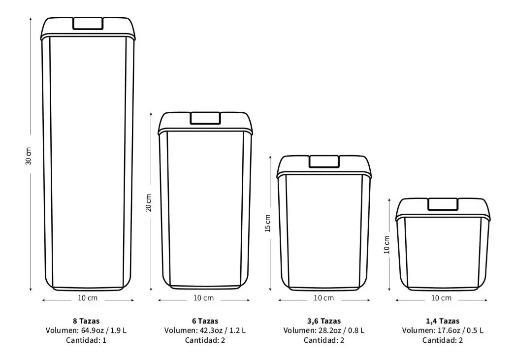 Set De 7 Contenedores Para Cocina Con Tapa Hermética Bpa Fre
