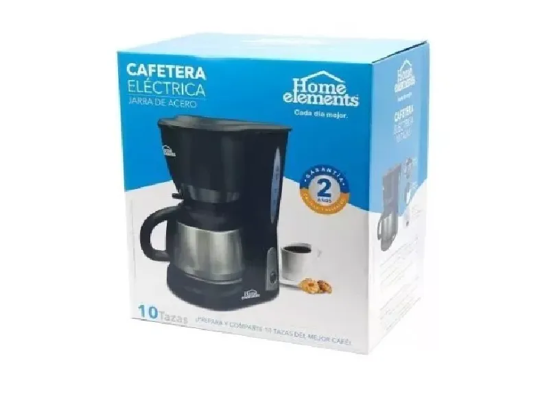 Cafetera Eléctrica 10 Tazas Jarra En Acero Home Elements