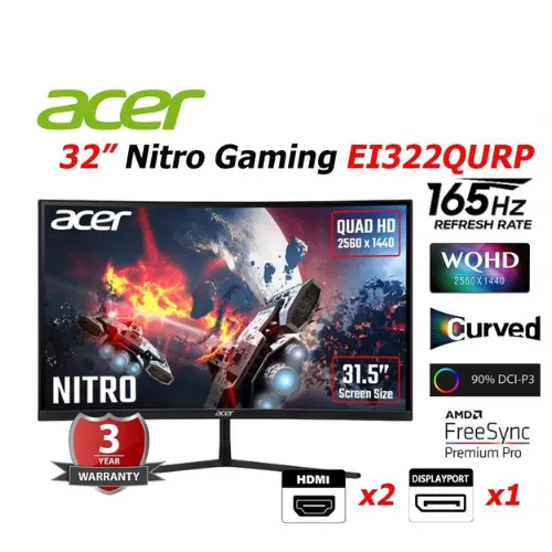 Monitor Gamer Acer Nitro 32¨  pulgadas ED320QR Negro Curvo 165HZ