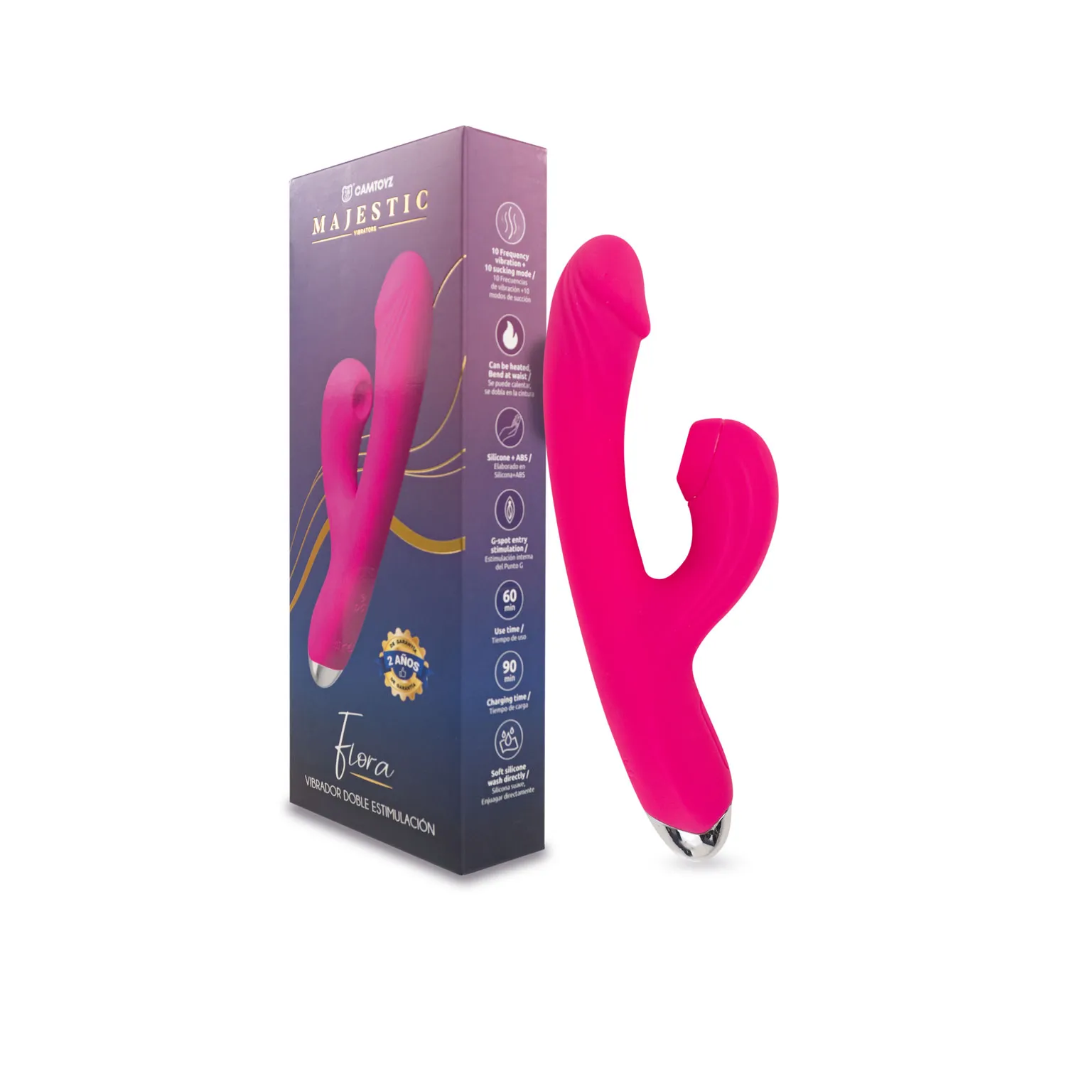 Vibrador Doble Estimulación Con Temperatura Flora