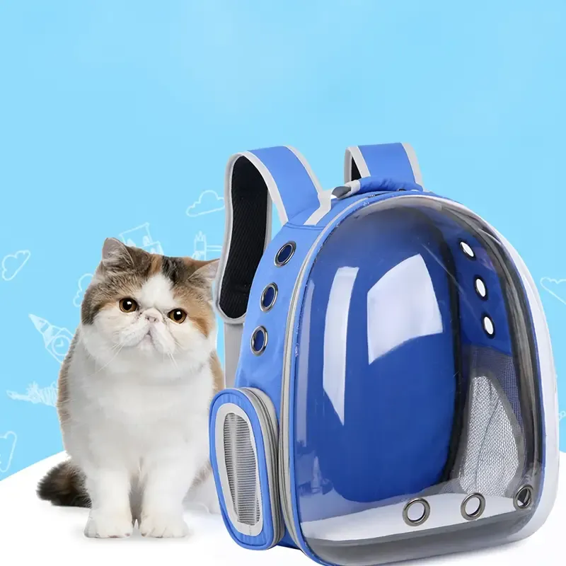 Mochila Cat Carry Con Cápsula De Burbujas Azul Transparente