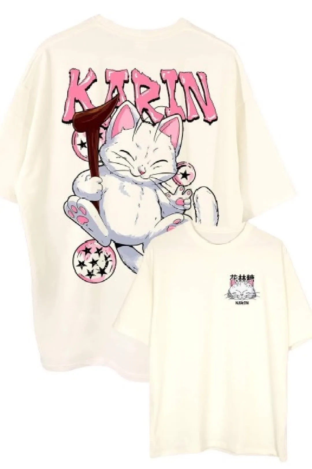Camiseta Oversize Karin Dragon Ball Blanco Hueso