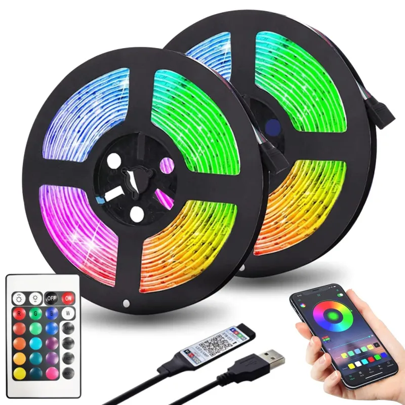 Cinta Led Bluetooth Musica Temporizador Microfono + Control 5 metros RGB 2024 