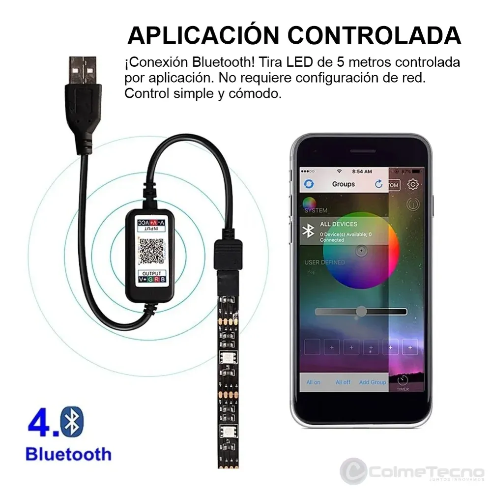 Cinta Led Bluetooth Musica Temporizador Microfono + Control 5 metros RGB 2024 