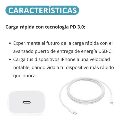 Cargador Iphone 15 Carga Rapida Certificado Mfi 2024 Tipo C 15/15PRO/15PROMAX USB C Super Carga AAA 1:1