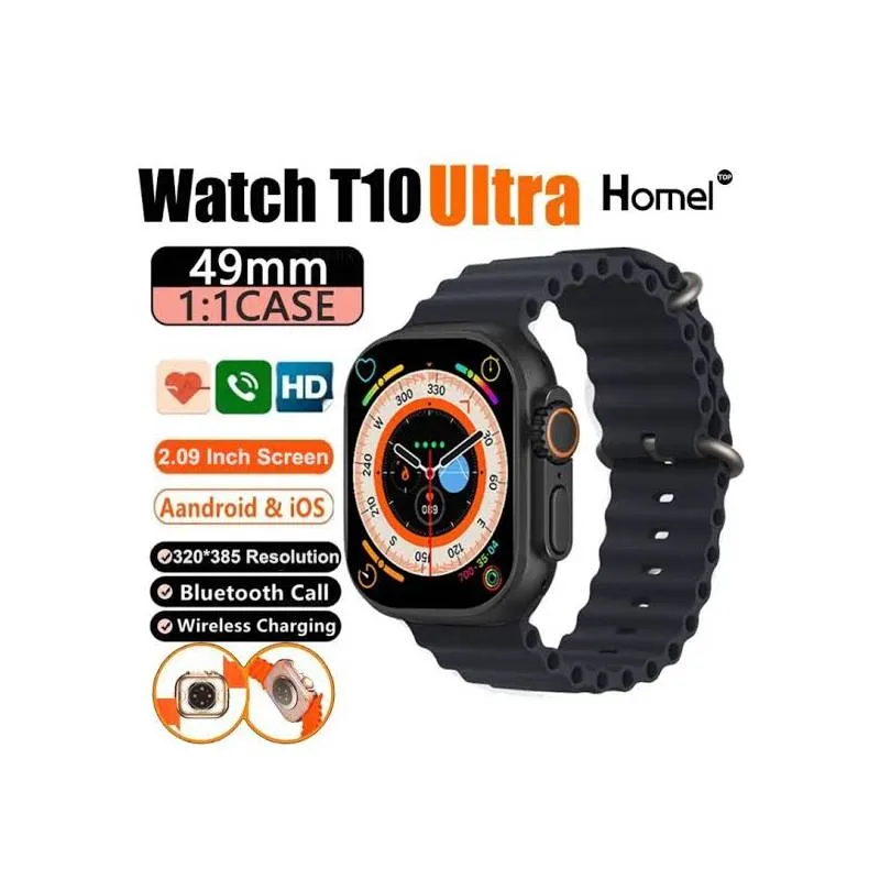 Smartwatch T10 Ultra 2024 Reloj Inteligente Nueva Generacion Negra 2 Pares De Manillas Llamadas Notificaciones Y Mas 