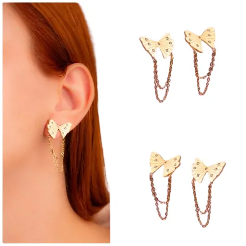 Aretes Moños Coquette En Acero Inoxidable 