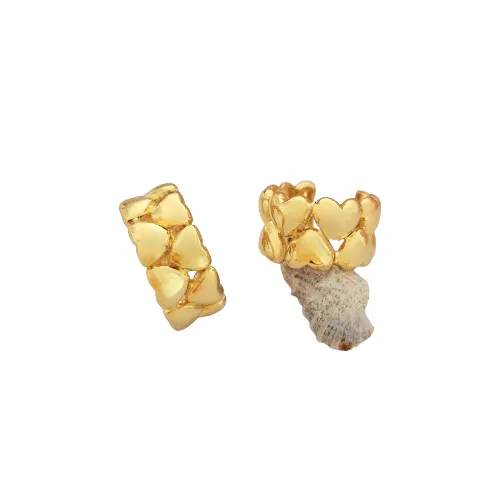 Ear Cuff Corazones Dorado 