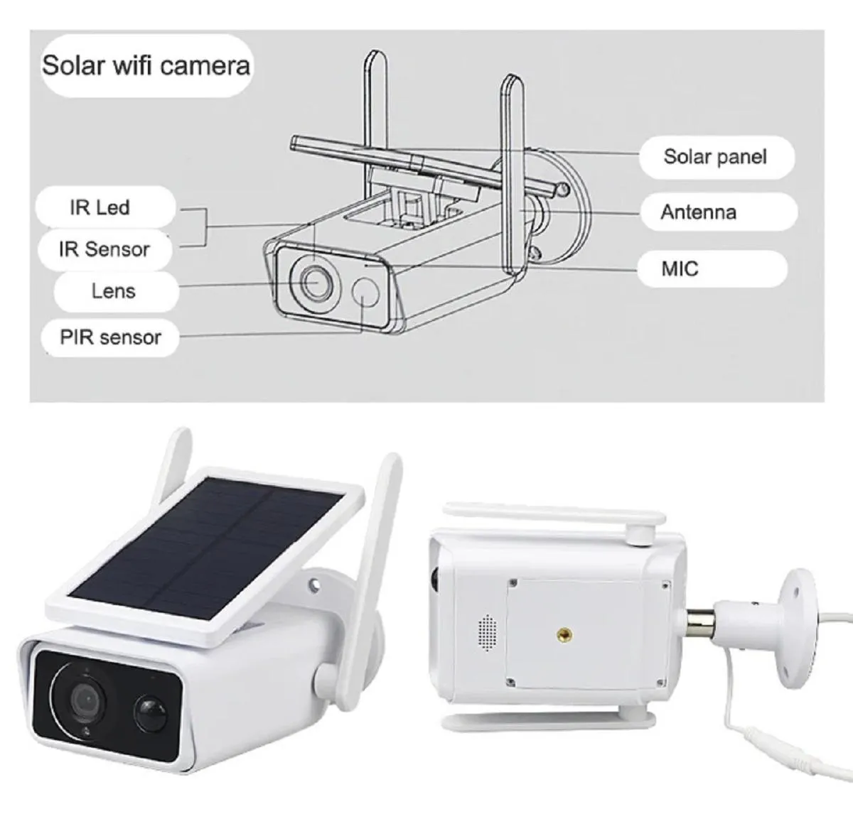 Cámara Wifi Exterior Panel Solar Recargable XM-5 + Micro SD 32GB