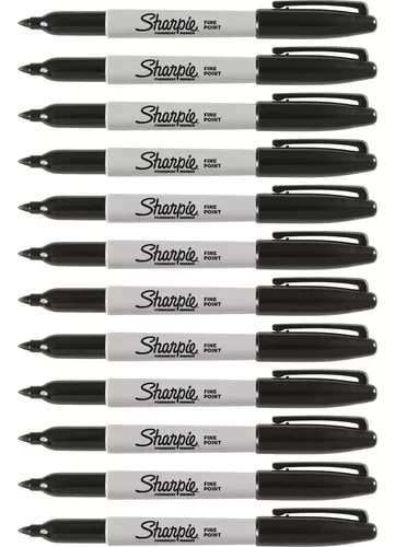 Marcador Permanente Fine Point Negro Sharpie x 12 Unidades 