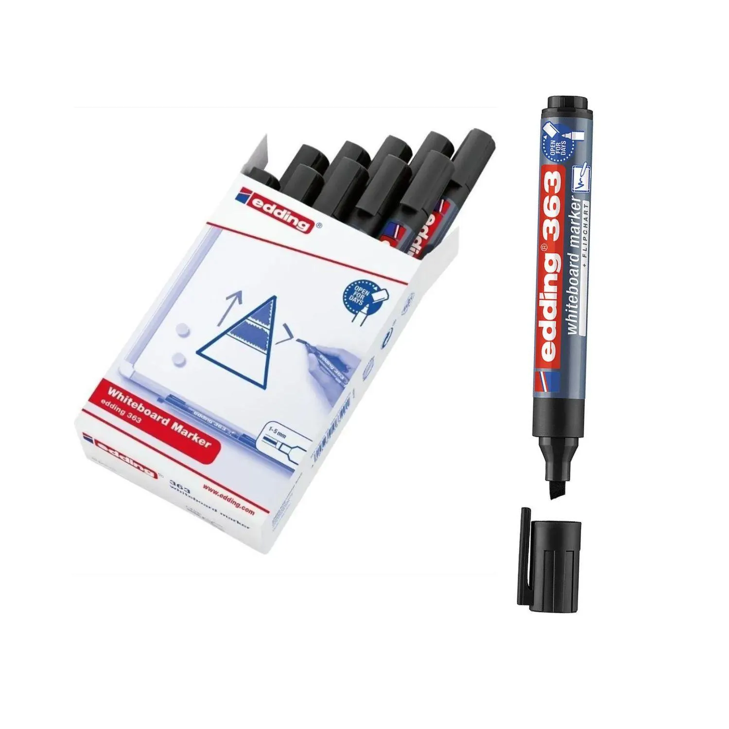 Marcador Borrable Recargable E-363 Negro Edding X 10 Unidades