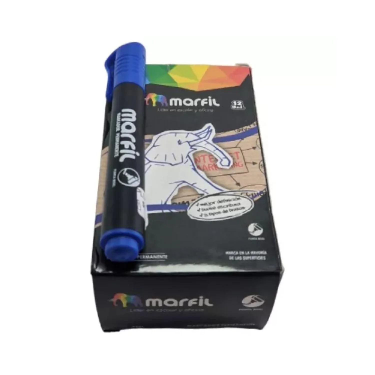 Marcador Permanente P/Bisel Azul Marfil X 12 Unidades