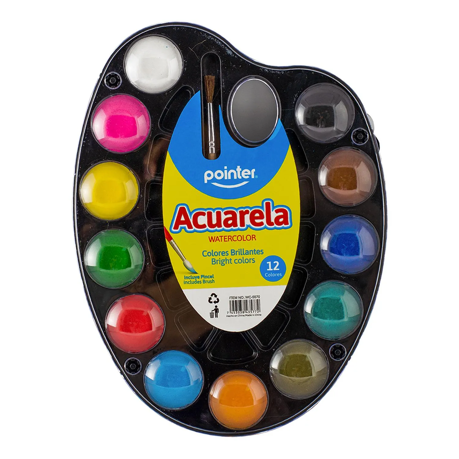 Acuarela 12 Colores + Pincel Ref. Wc-5570 Pointer