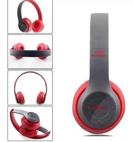 Audífonos Diadema Inalámbricos Bluetooth Over-ear P47 Rojos