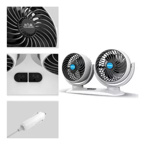 Ventilador Doble Para Carro Interior Usb 360° 2 Velocidades