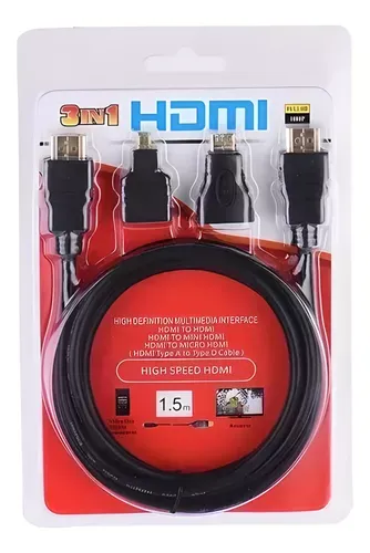 Kit Cable Hdmi 3 En 1 Hdmi, Adaptador Mini Y Micro Hdmi