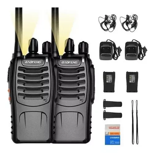 Kit X2 Radios Walkie Talkie Baofeng 2800mah Con 2 Manos Libres Negro