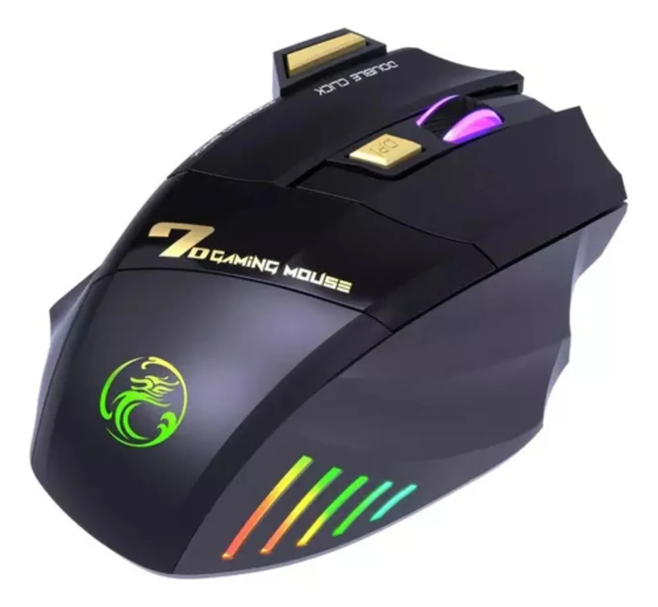 Mouse Gamer 7 Botones Inalámbrico Luz Rgb 3200dpi Recargable