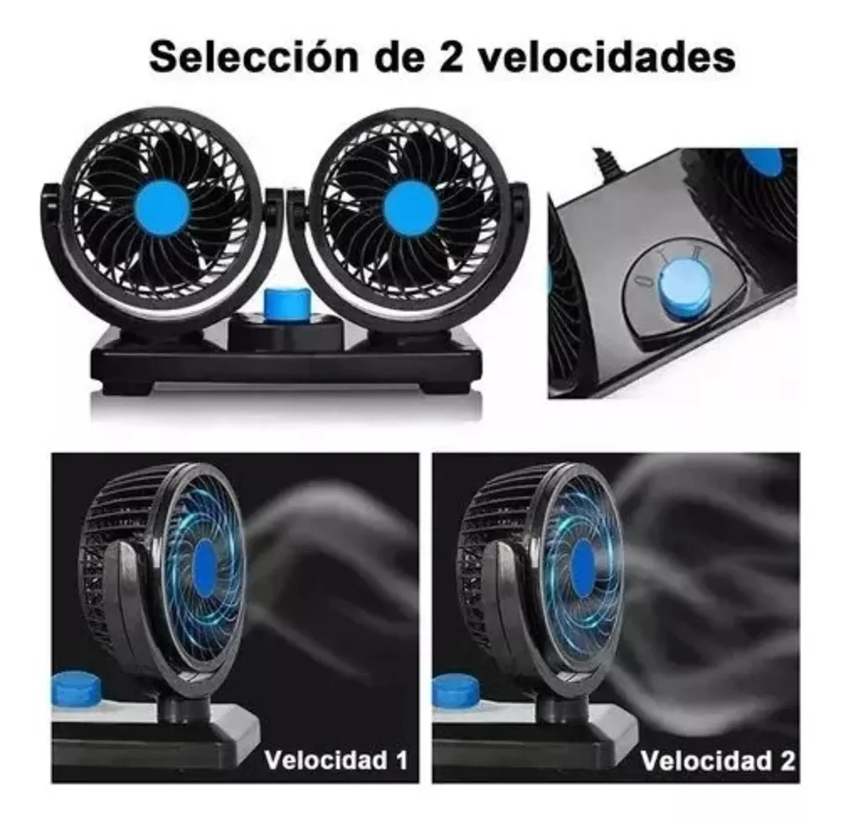 Ventilador Dual Para Carro Auto Interior 360° 2 Velocidades